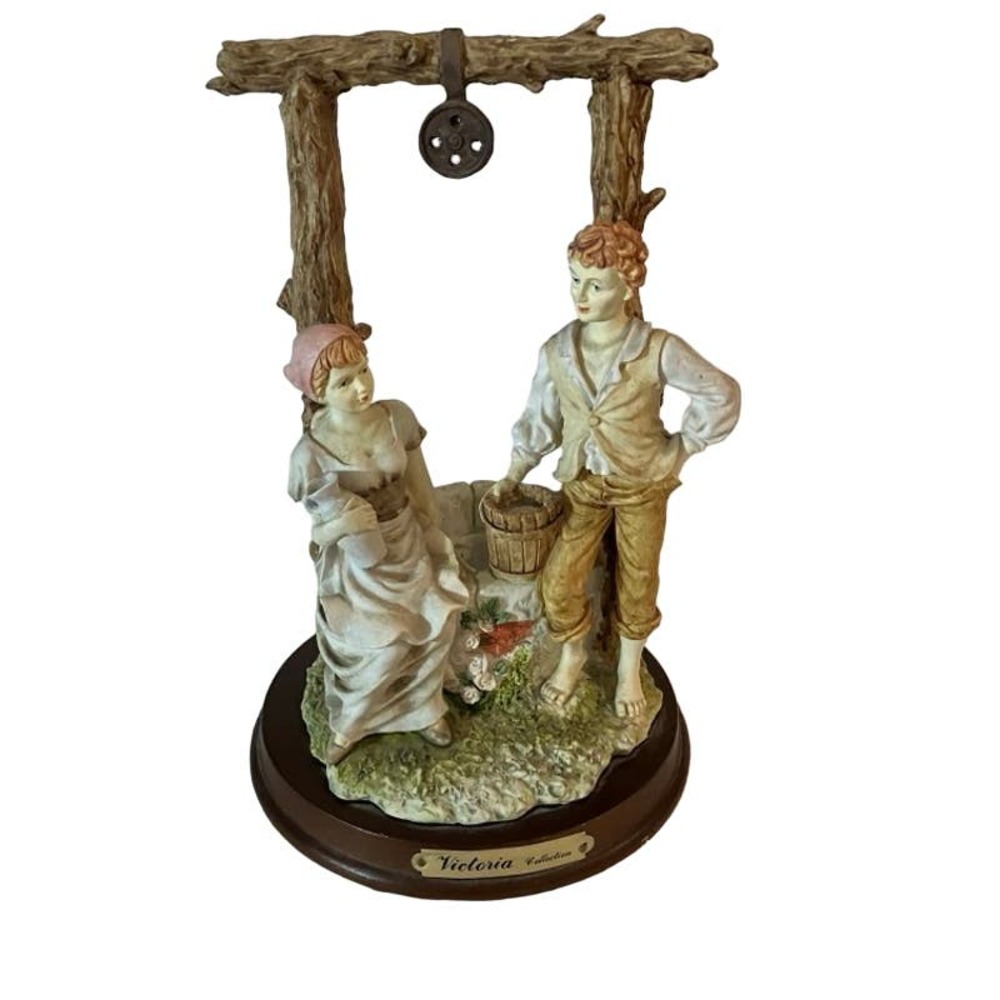 Authentic Victoria Collection 10" Couple at Water Well Figures Sculpture